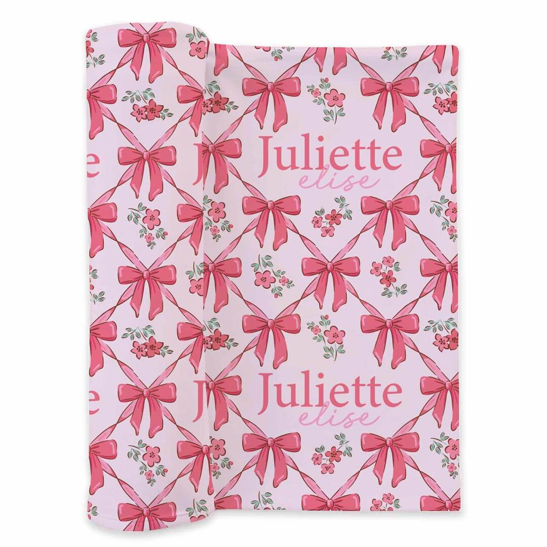Bow Besties Personalized Swaddle Blanket - Image 2