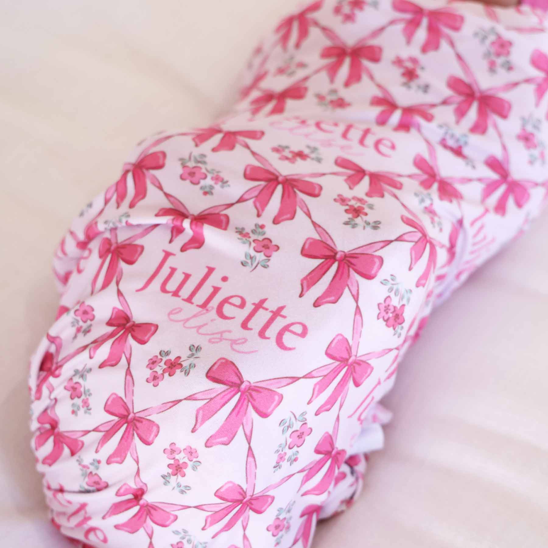 Bow Besties Personalized Swaddle Blanket - Image 3