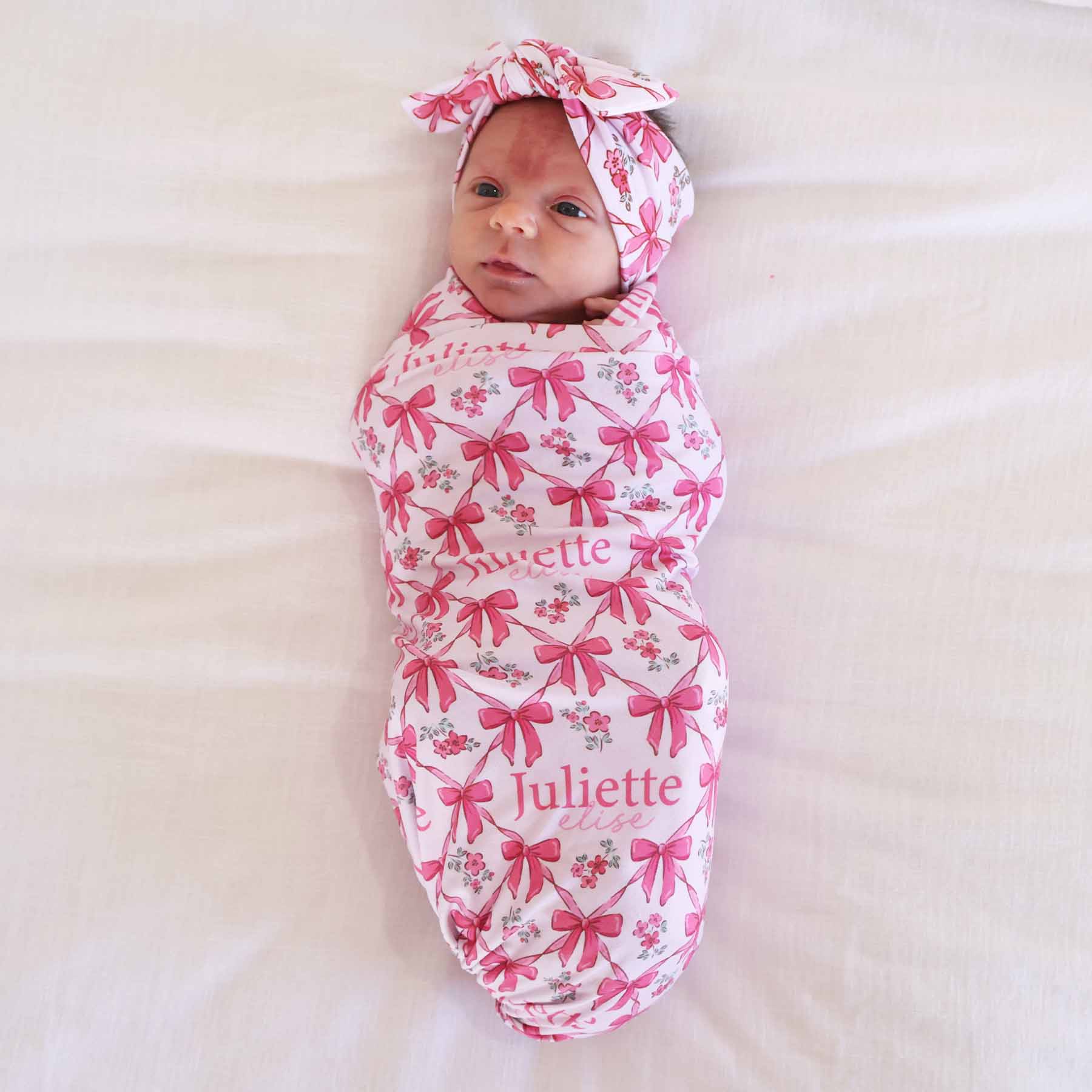 Bow Besties Personalized Swaddle Blanket - Image 4