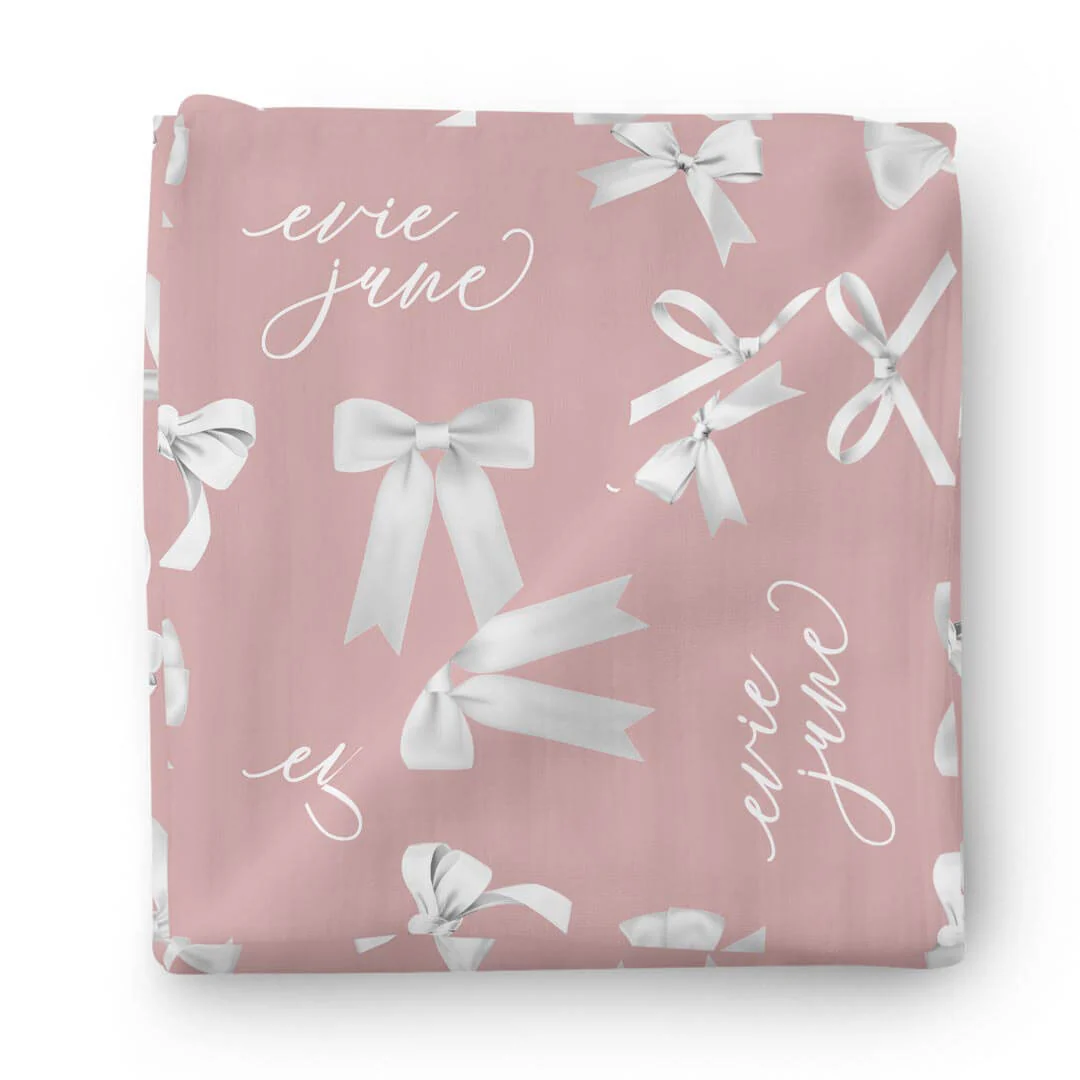Bow Personalized Baby Name Swaddle Blanket - Image 5
