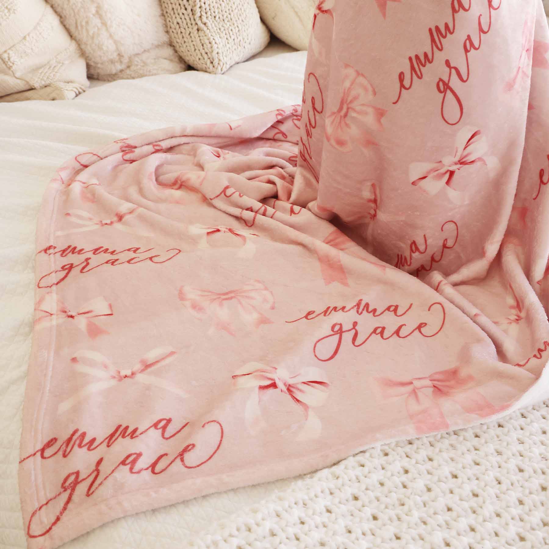 Bow Personalized Kids Blanket - Image 13