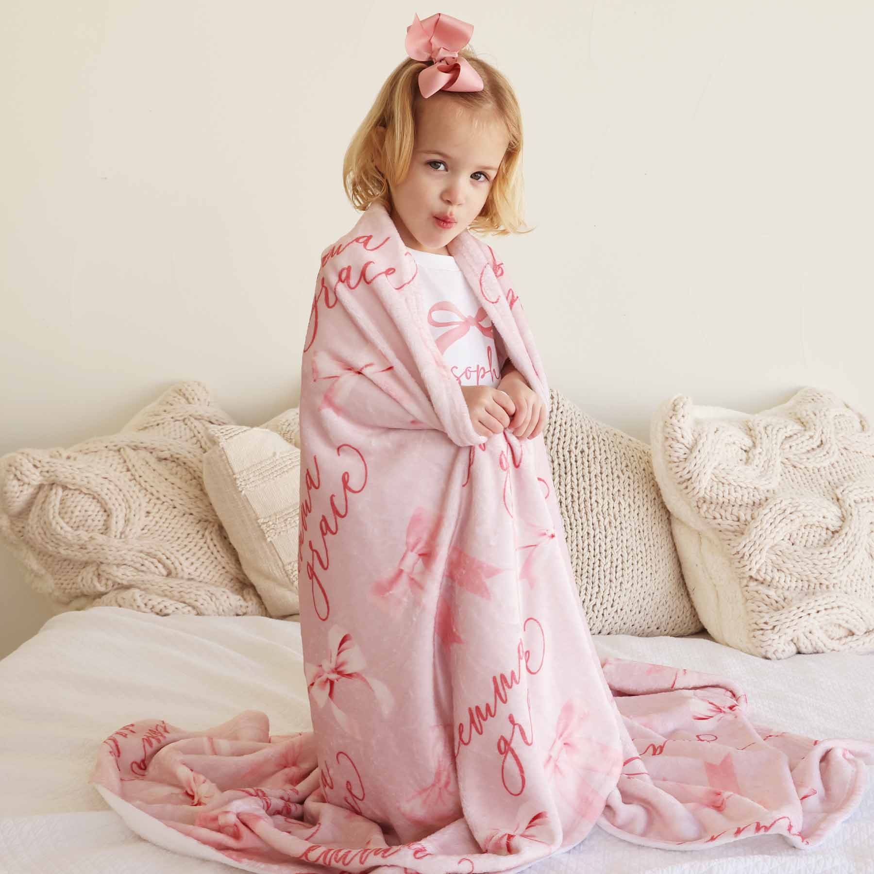 Bow Personalized Kids Blanket - Image 17
