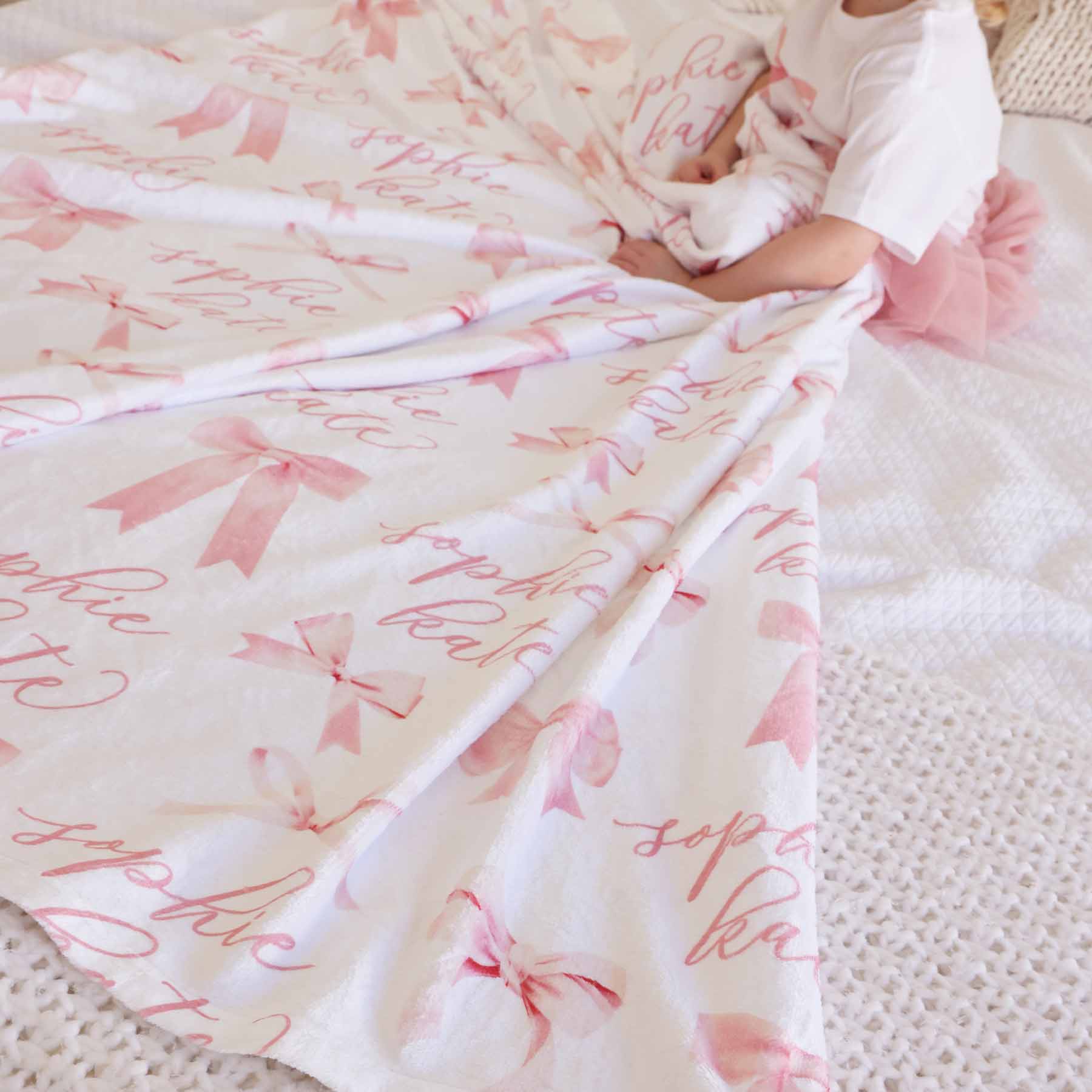 Bow Personalized Kids Blanket - Image 3