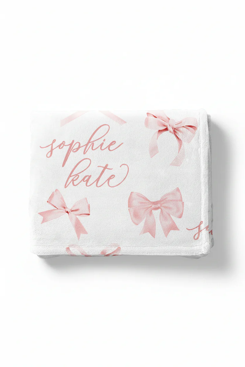 Bow Personalized Kids Blanket - Image 4