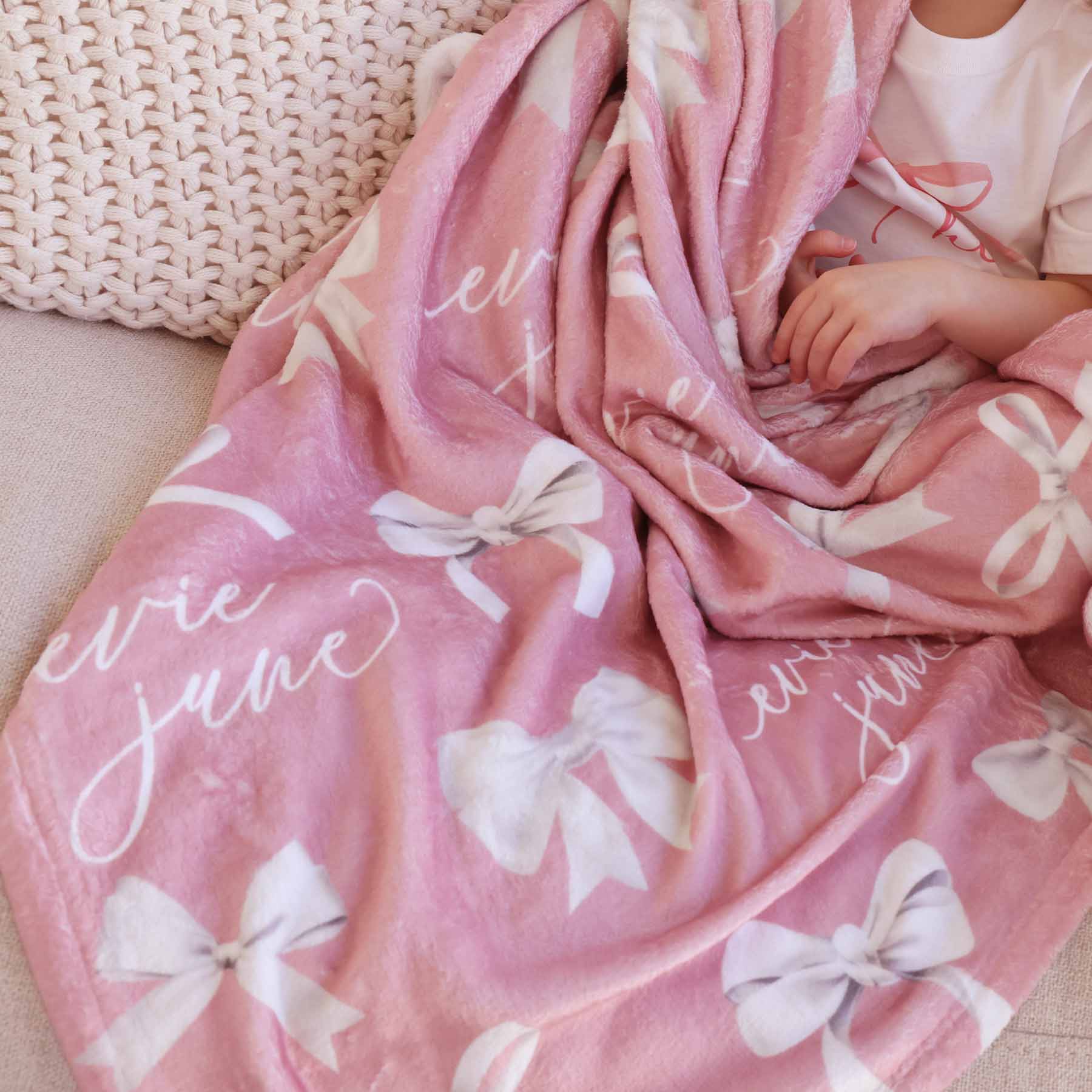 Bow Personalized Kids Blanket - Image 8