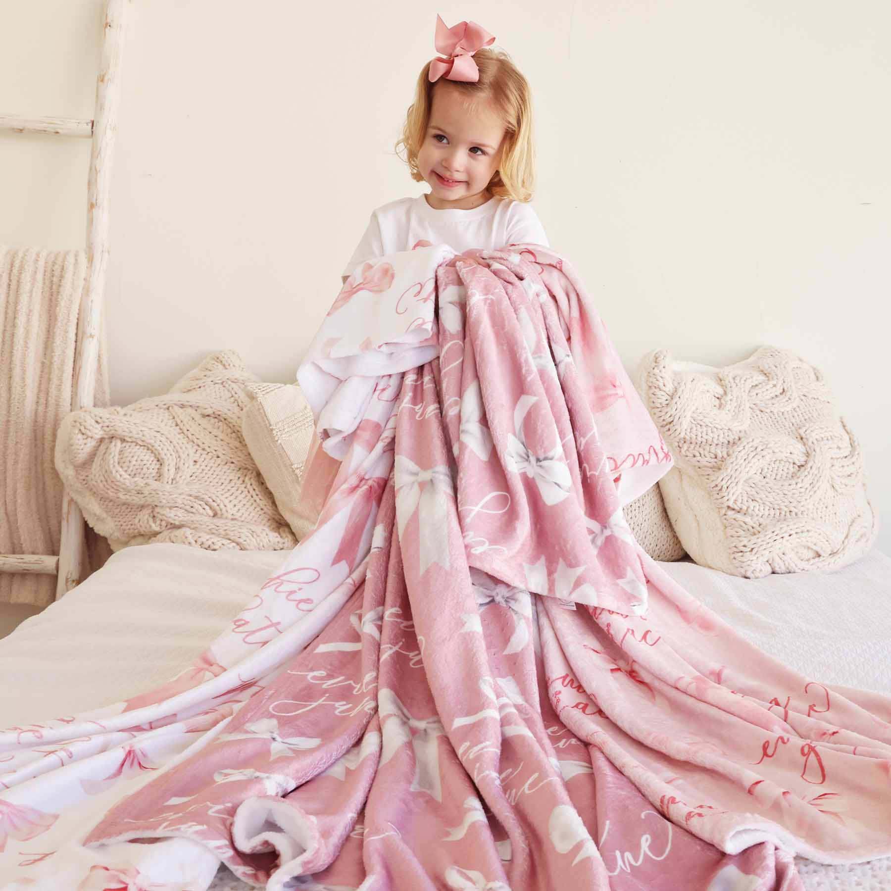 Bow Personalized Kids Blanket - Image 9