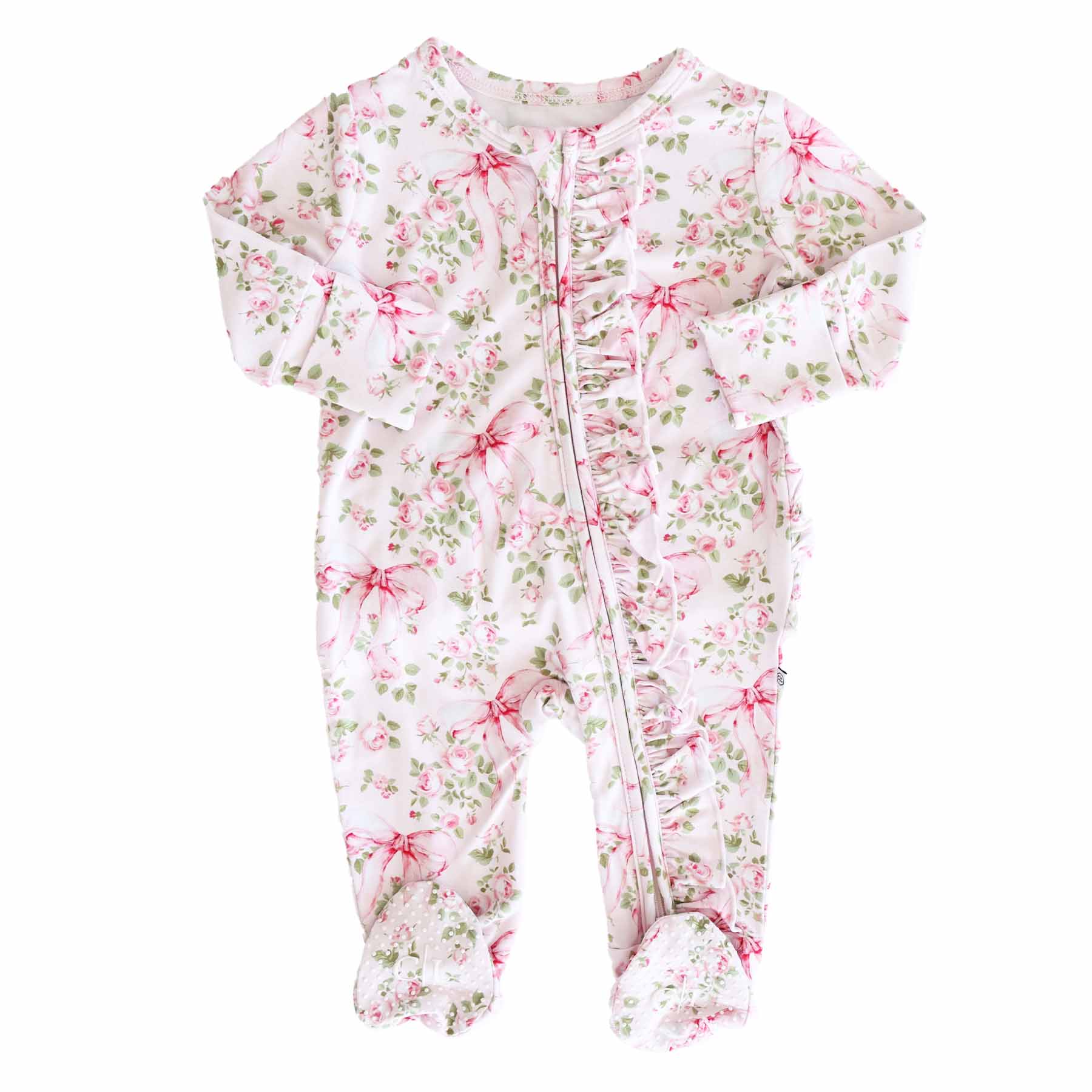 Bows in Bloom Ruffle Zipper Footie - Image 2