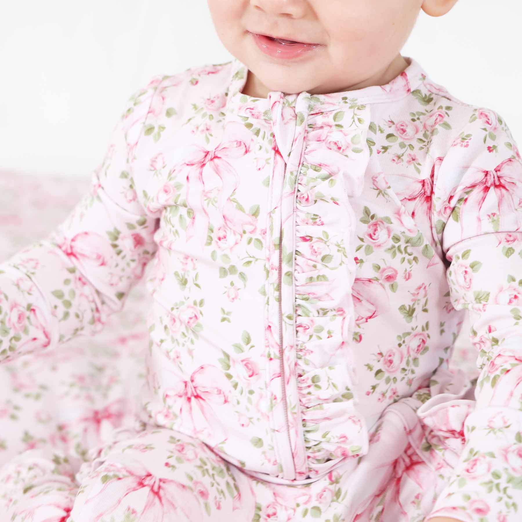 Bows in Bloom Ruffle Zipper Footie - Image 3