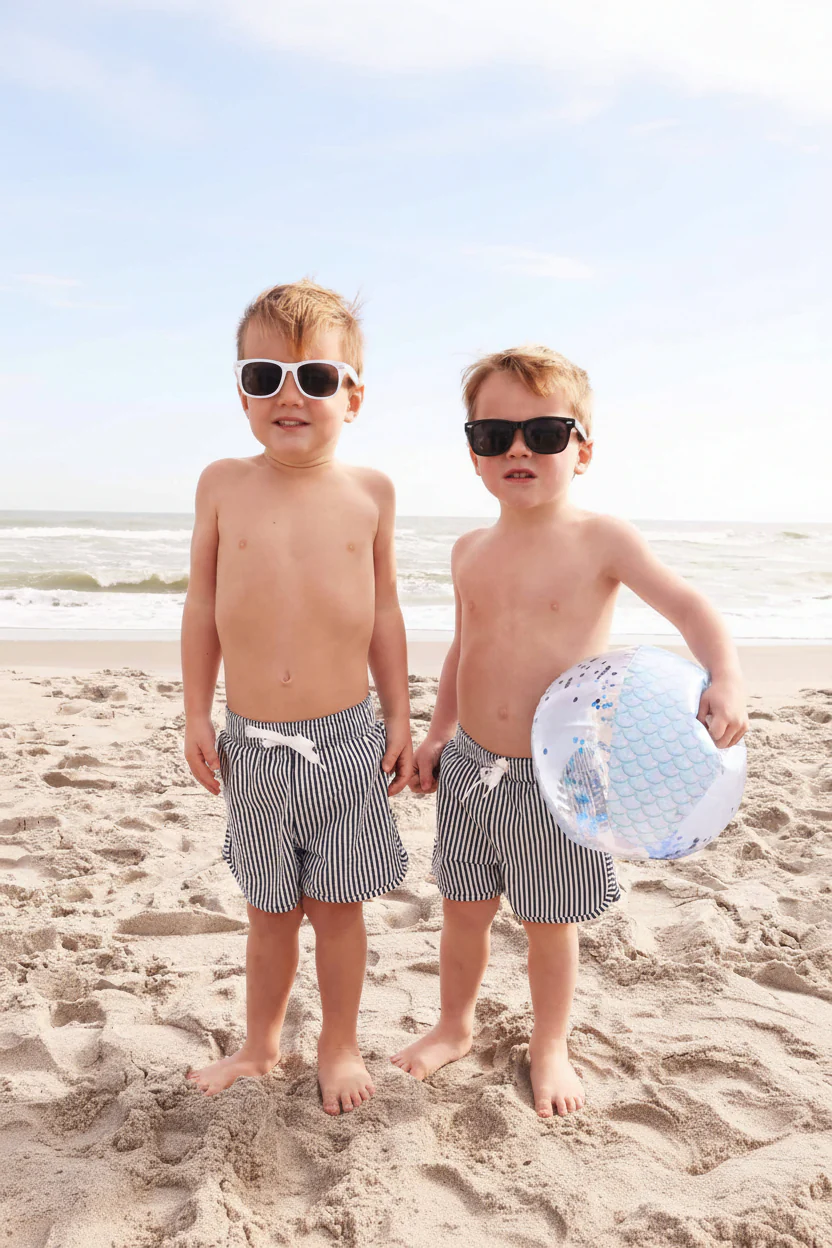 Boy's Swim Trunks | Seersucker Navy - Image 10