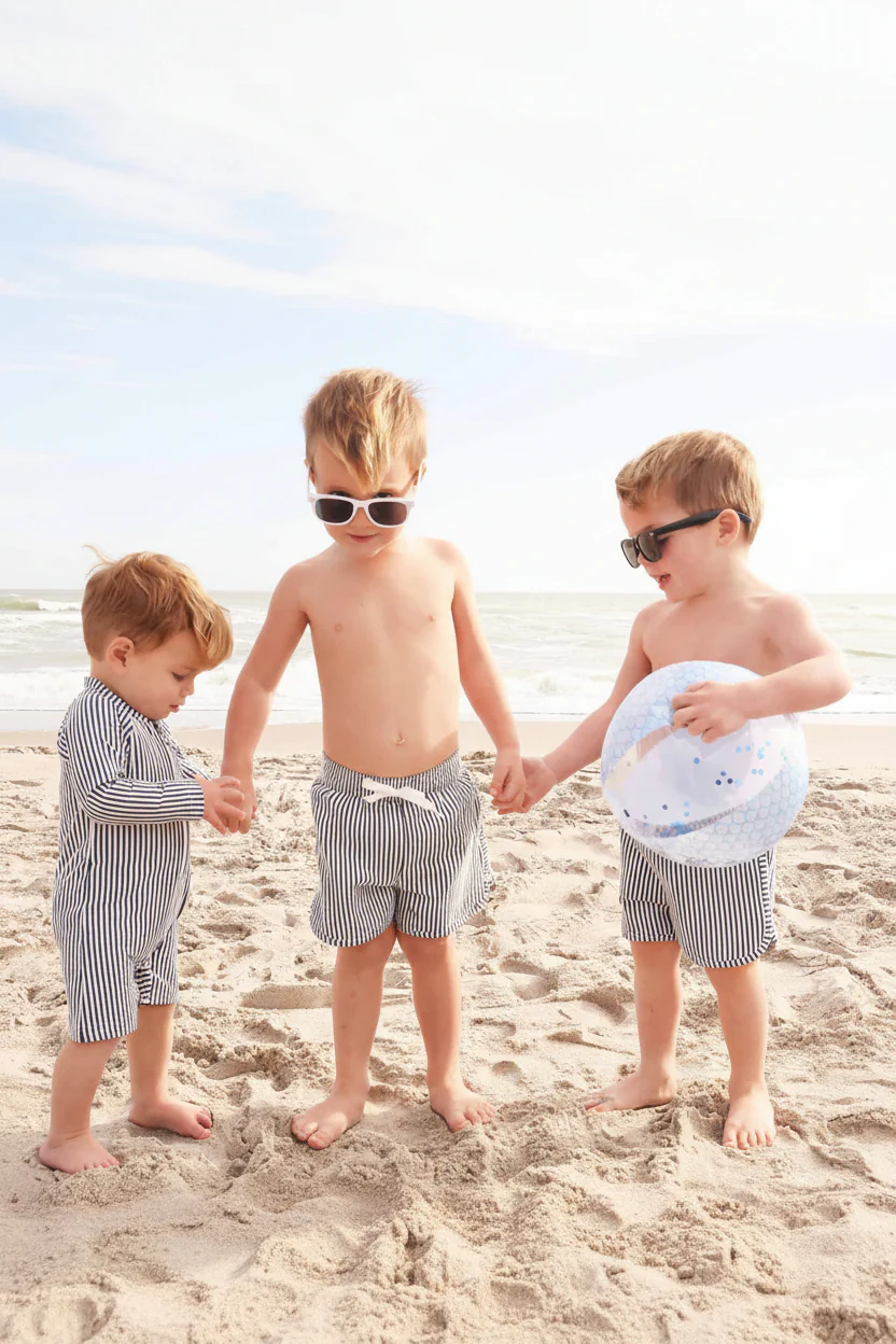 Boy's Swim Trunks | Seersucker Navy - Image 11