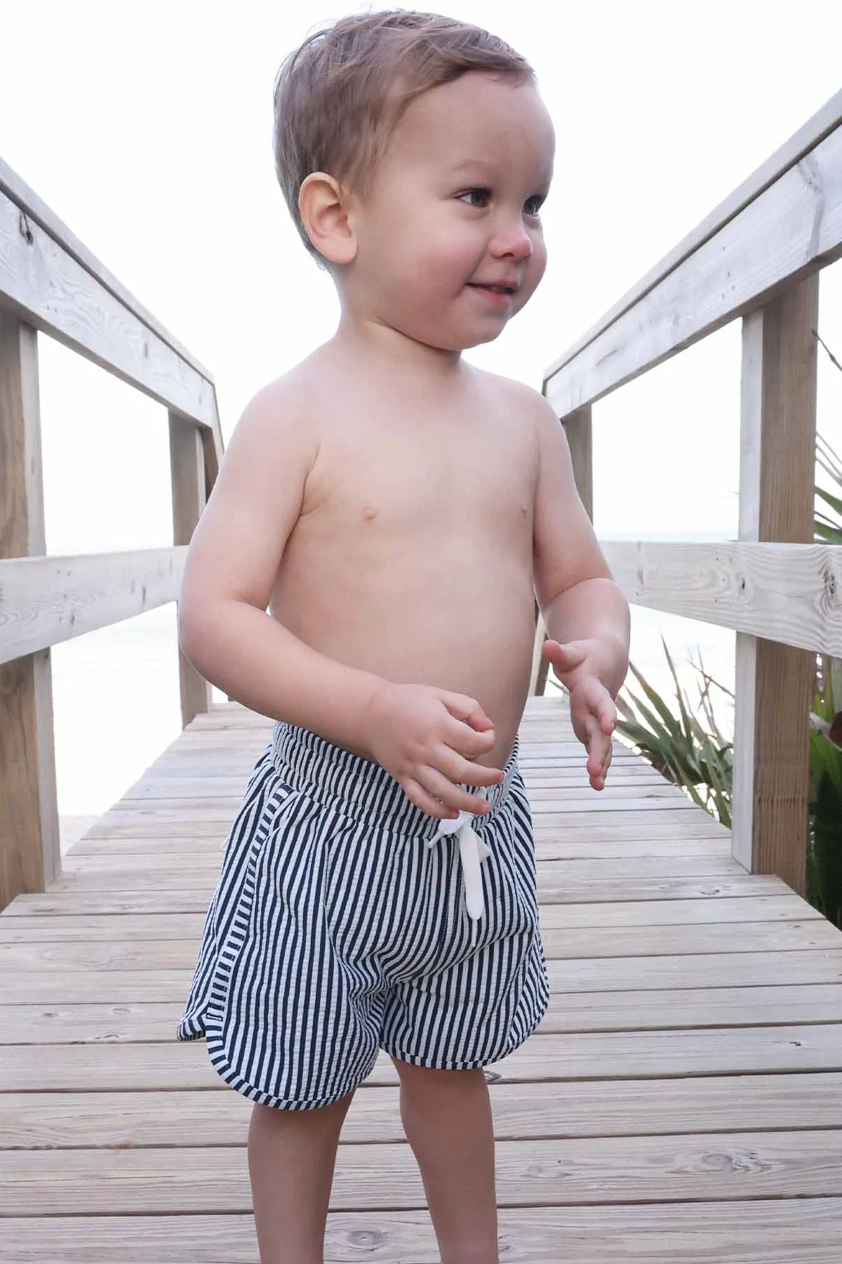 Boy's Swim Trunks | Seersucker Navy - Image 5
