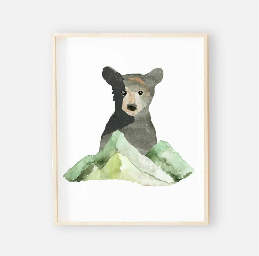 Brody's Bear & Mountain Adventure Woodland Digital Nursery Art Set - Image 3