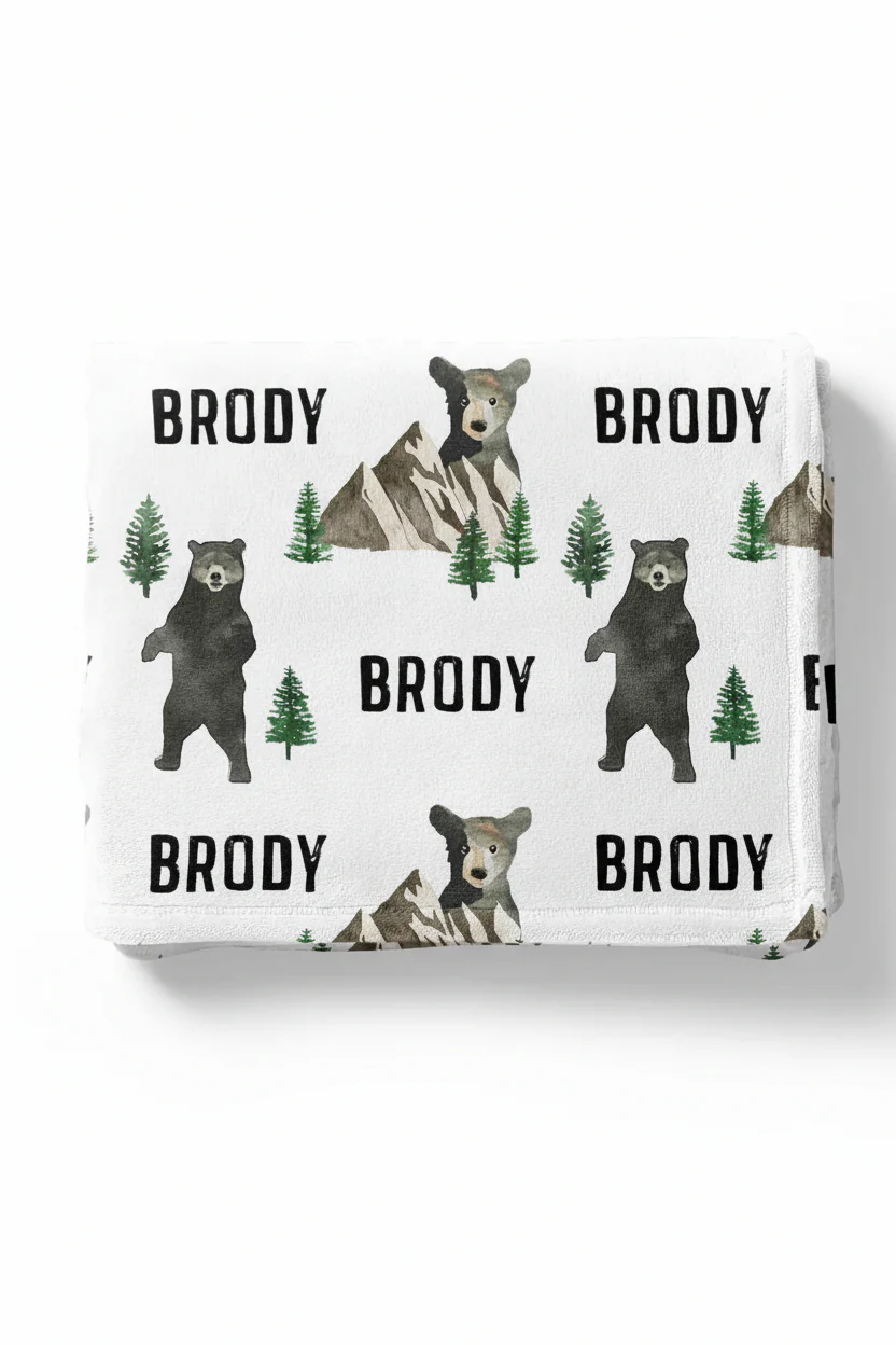 Brody's Bear & Mountain Personalized Toddler Blanket