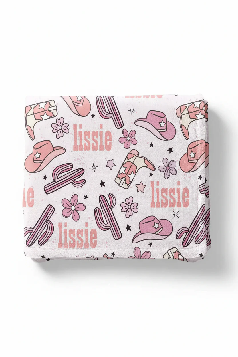 Buckaroo Cowgirl Personalized Kids Blanket