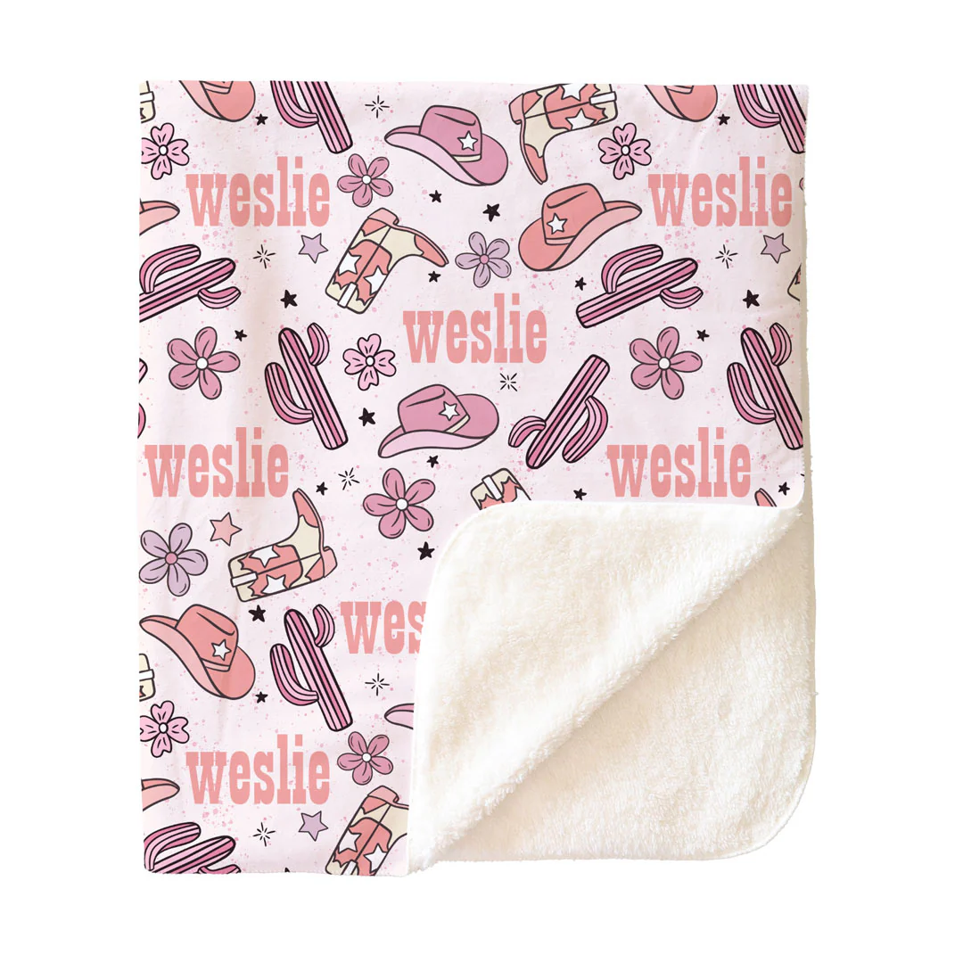 Buckaroo Cowgirl Personalized Kids Blanket - Image 3