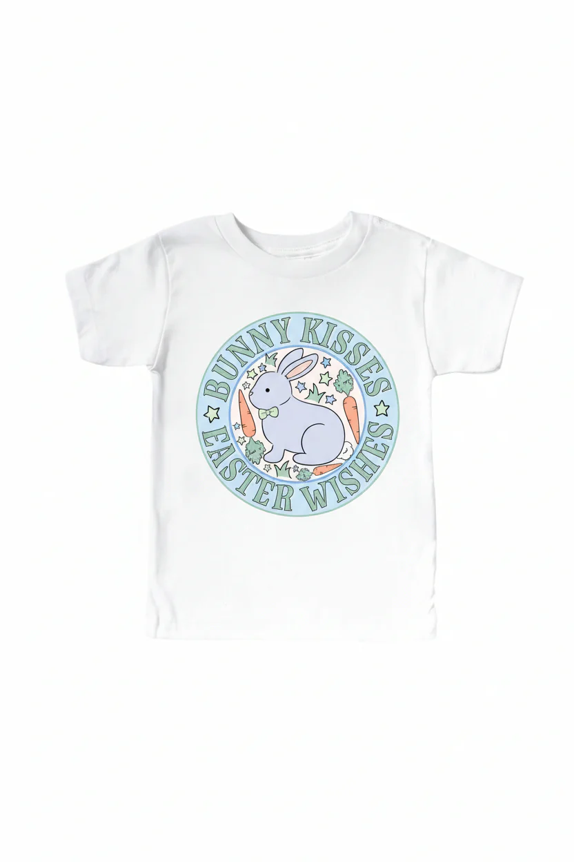 Bunny Kisses Blue Graphic Bodysuit & Kids Tee | White - Image 3
