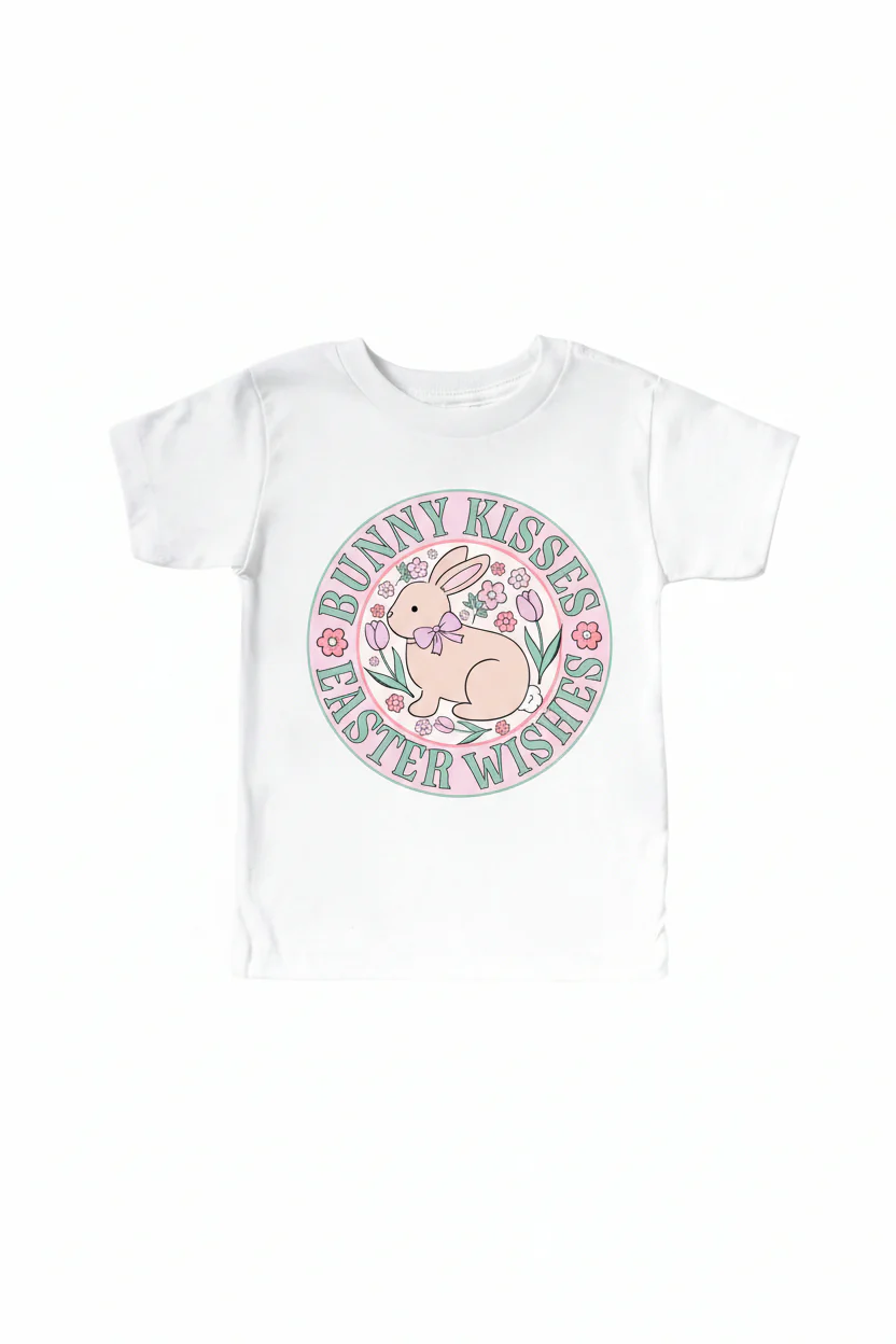 Bunny Kisses Pink Graphic Bodysuit & Kids Tee | White - Image 3