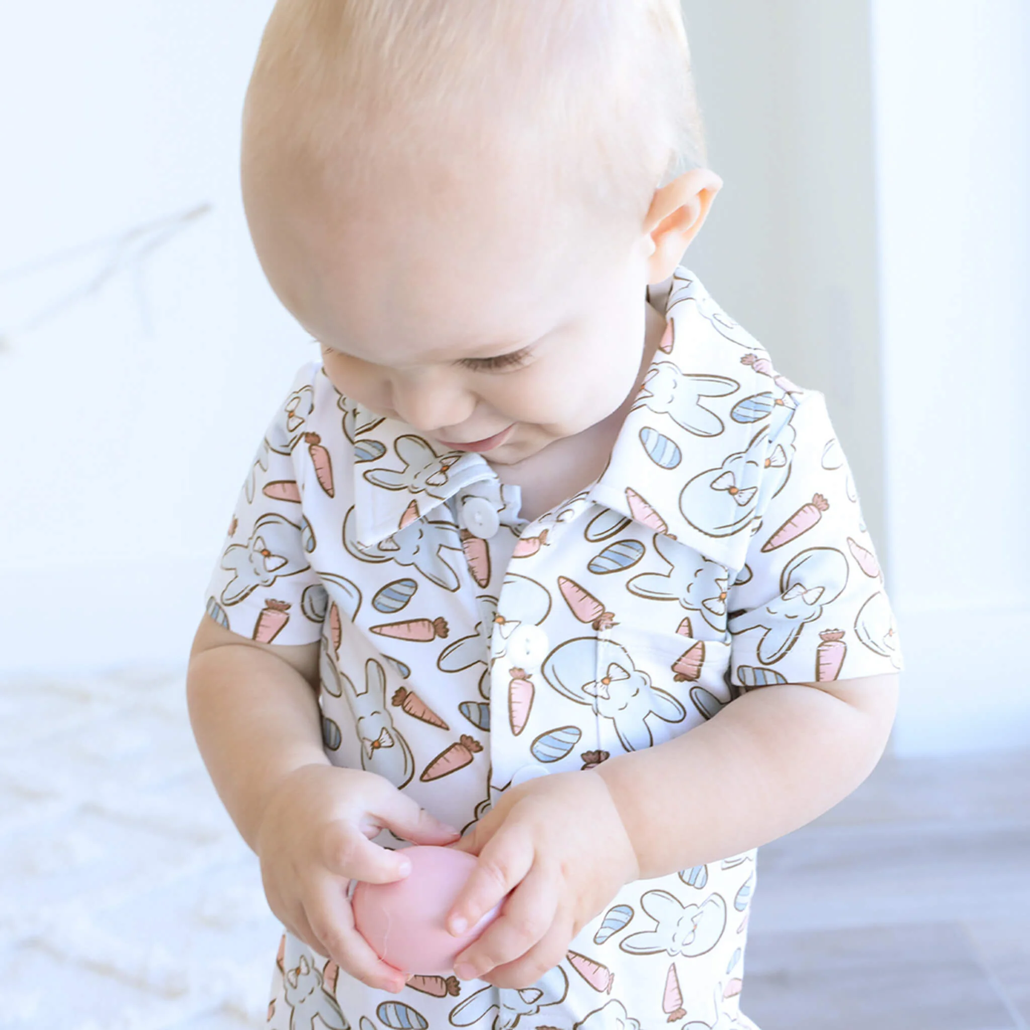 Bunny Love Button Romper | Blue