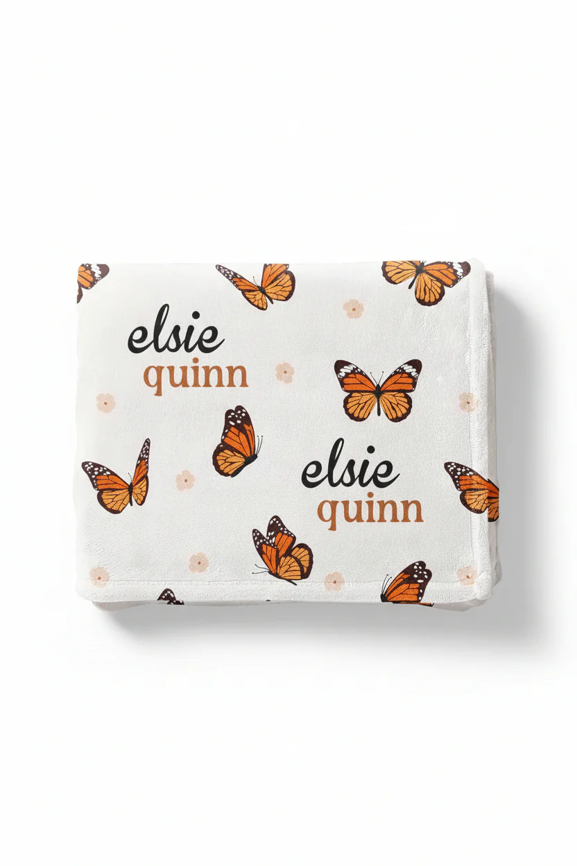 Butterfly Kisses Personalized Kids Blanket