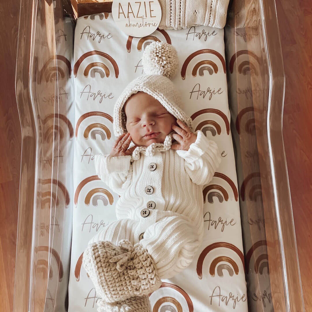 Cannon's Earthy Rainbow Personalized Swaddle Blanket - Image 4