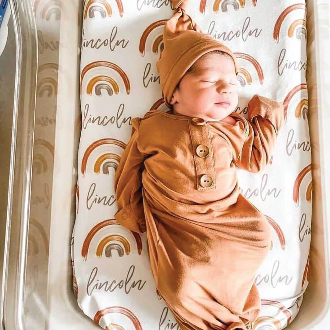Cannon's Earthy Rainbow Personalized Swaddle Blanket - Image 5