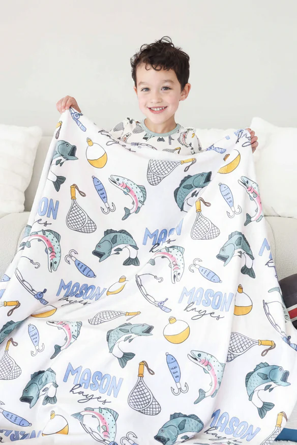 Catch of the Day Personalized Kids Blanket