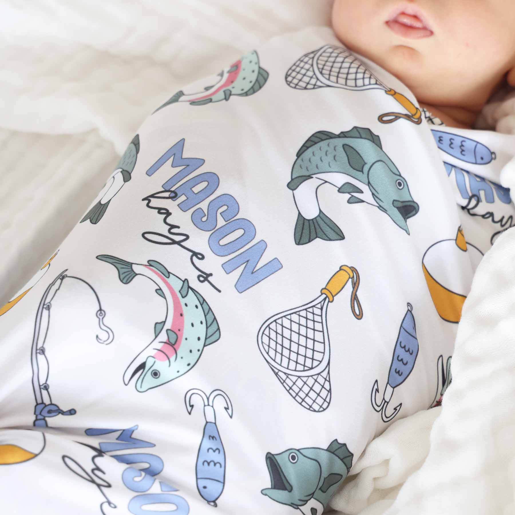 Catch of the Day Personalized Swaddle Blanket - Image 2