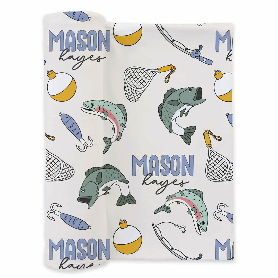Catch of the Day Personalized Swaddle Blanket - Image 4