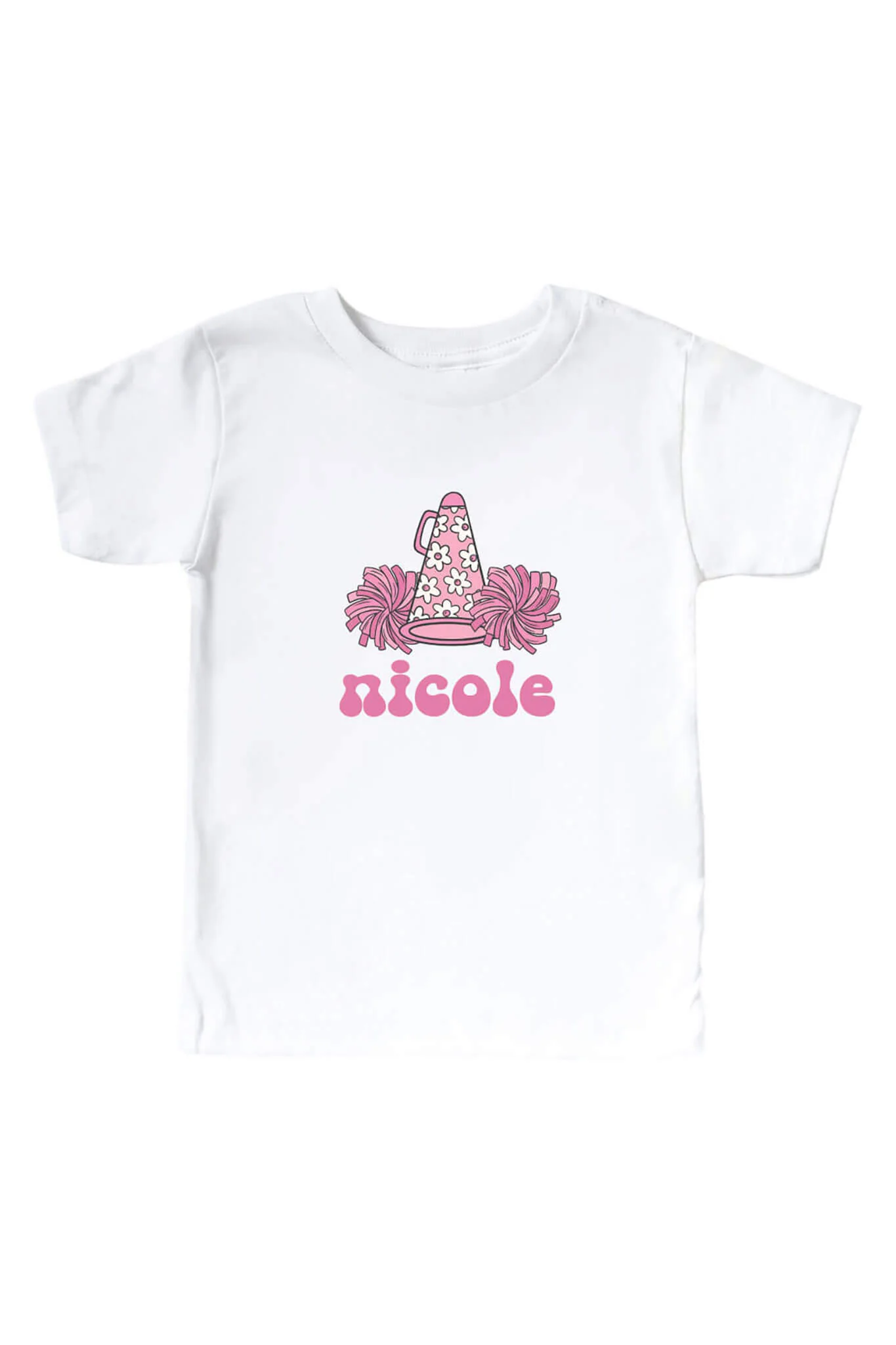 Cheer Squad Personalized Kids Graphic Tee | White