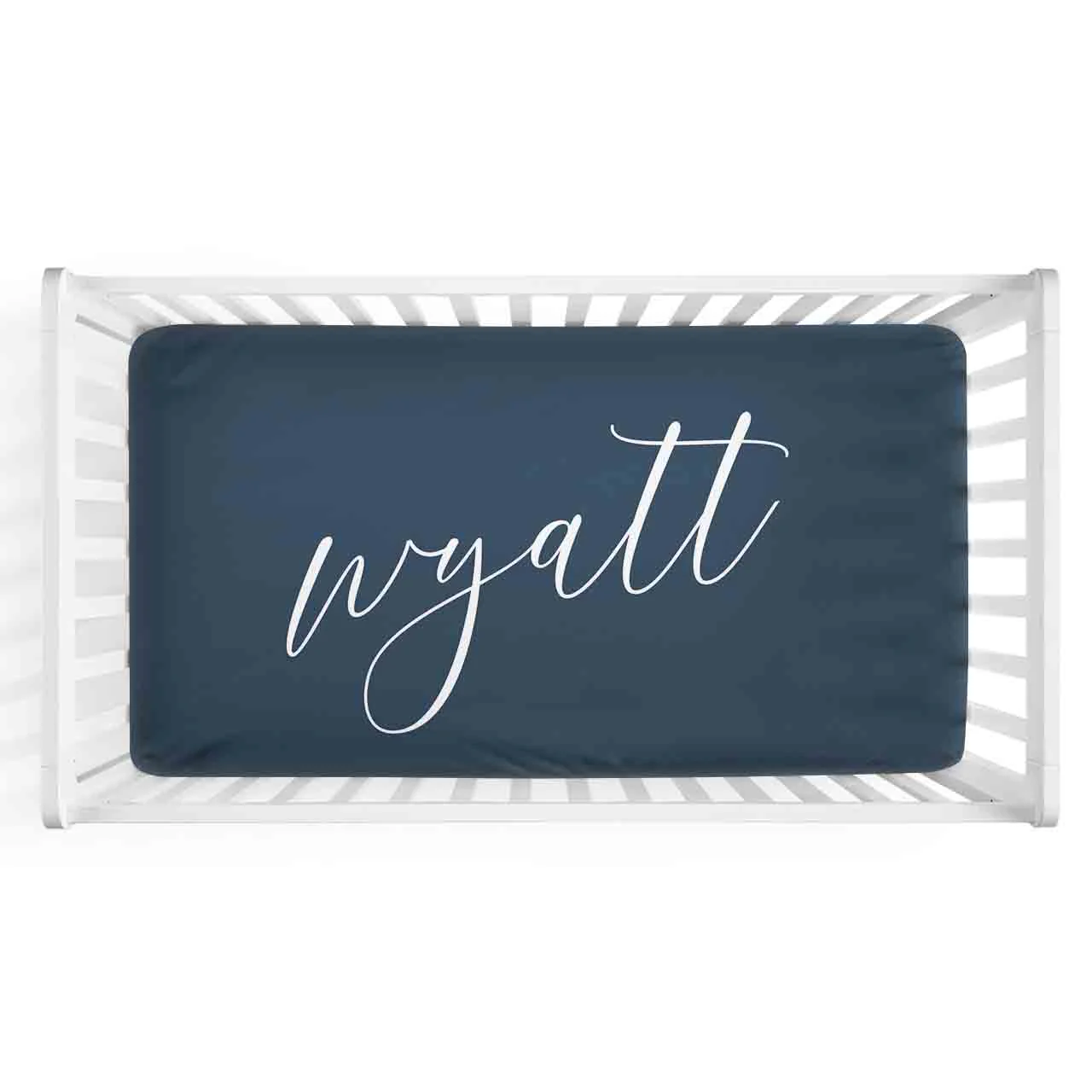 Color Story | Dark Navy Personalized Crib Sheet - Image 3