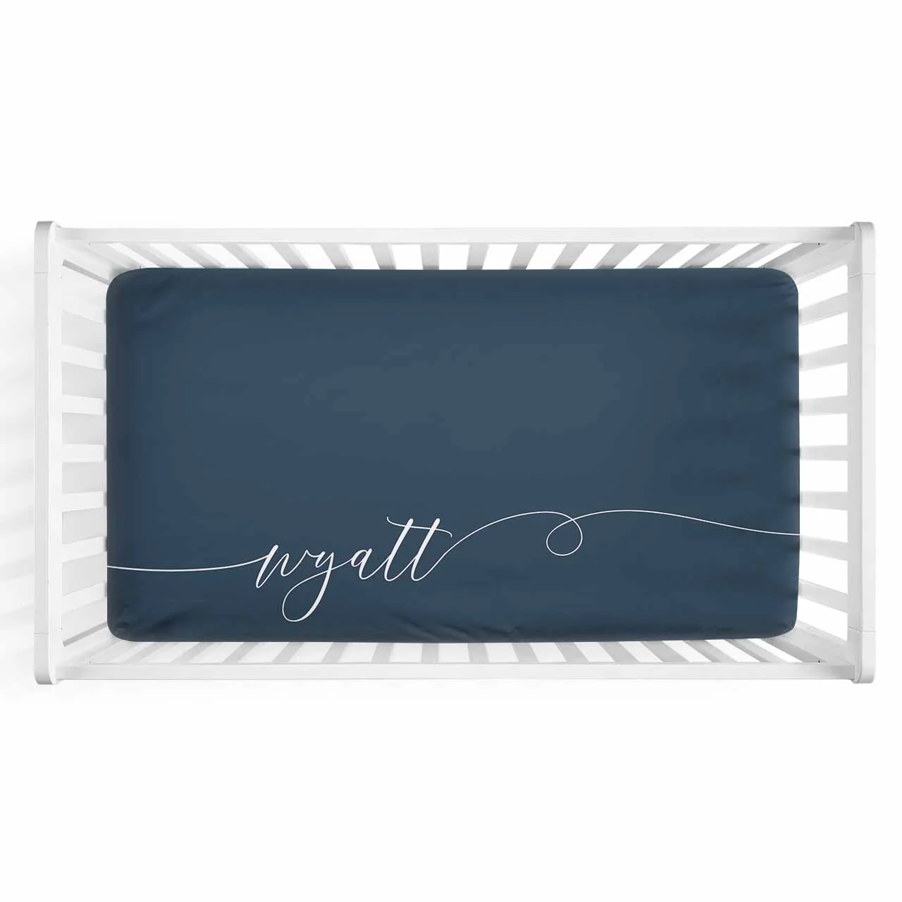 Color Story | Dark Navy Personalized Crib Sheet - Image 4