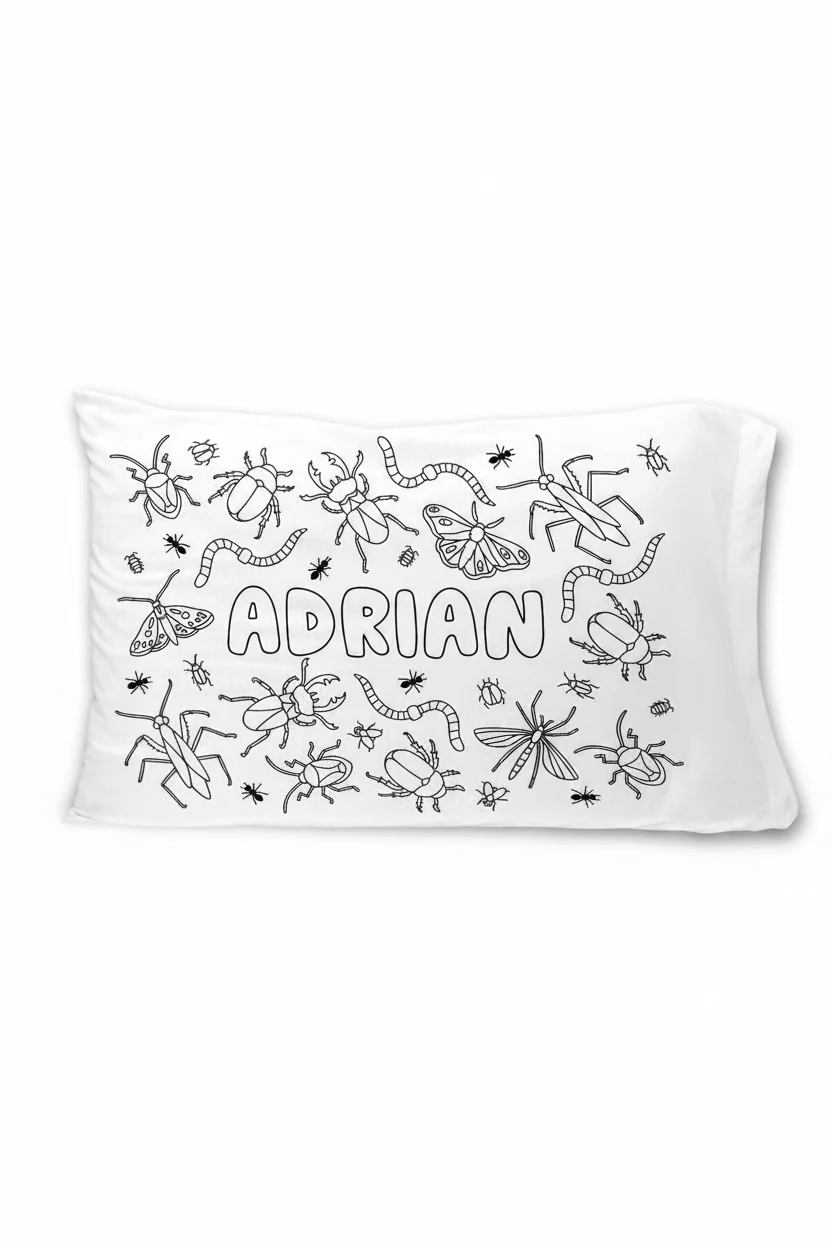 Colorable Personalized Pillow Case | Doodle Bugs