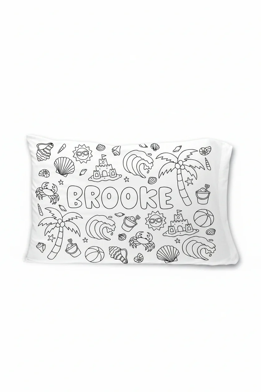 Colorable Personalized Pillowcase | Beach Bash
