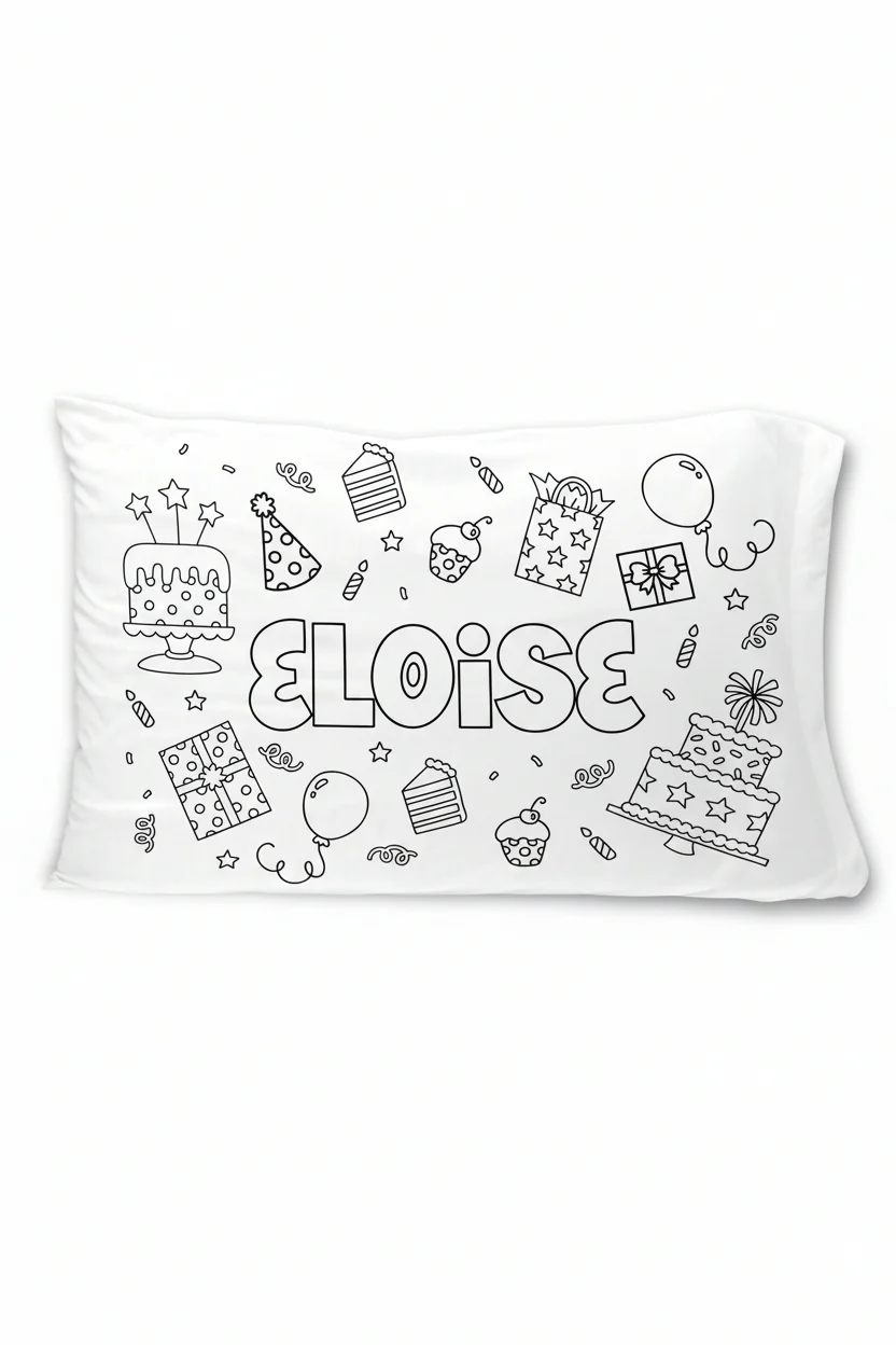 Colorable Personalized Pillowcase | Birthday Celebration