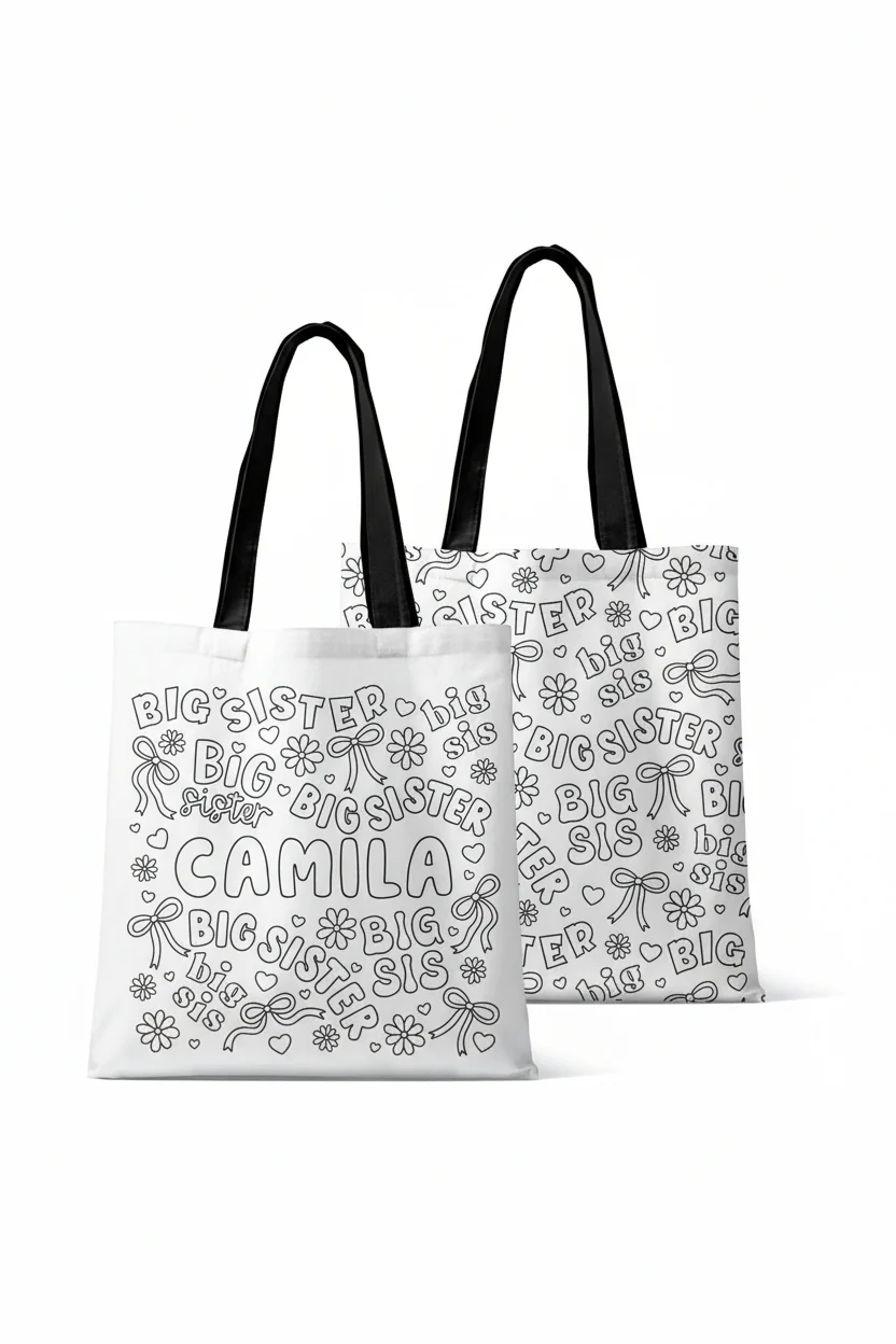 Colorable Personalized Tote Bags | Big Sis
