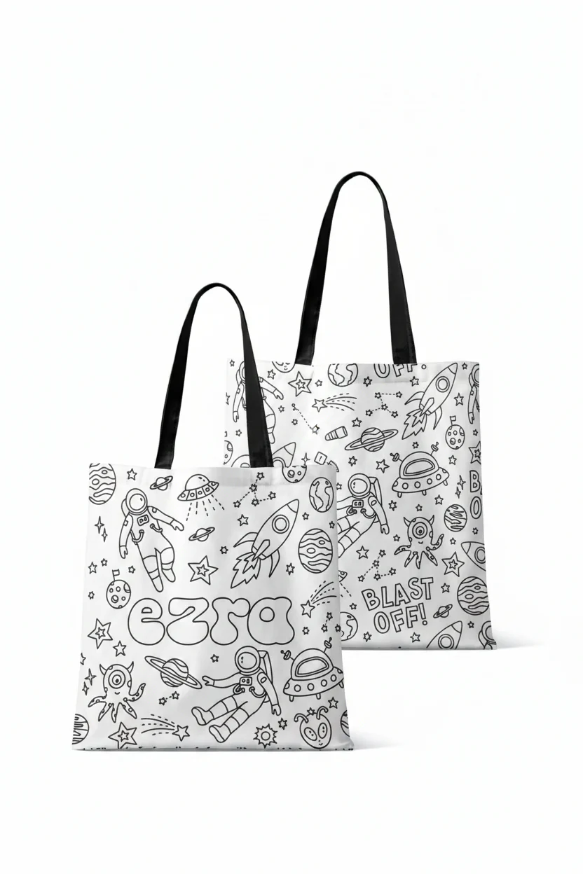 Colorable Personalized Tote Bags | Blast Off