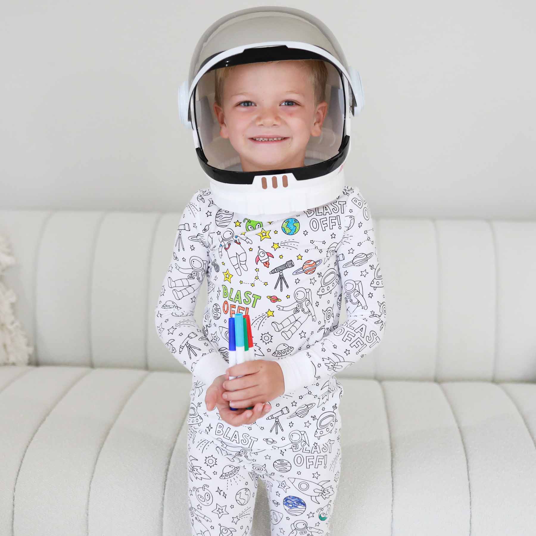 Colorable Two Piece Pajama Set | Blast Off - Image 2