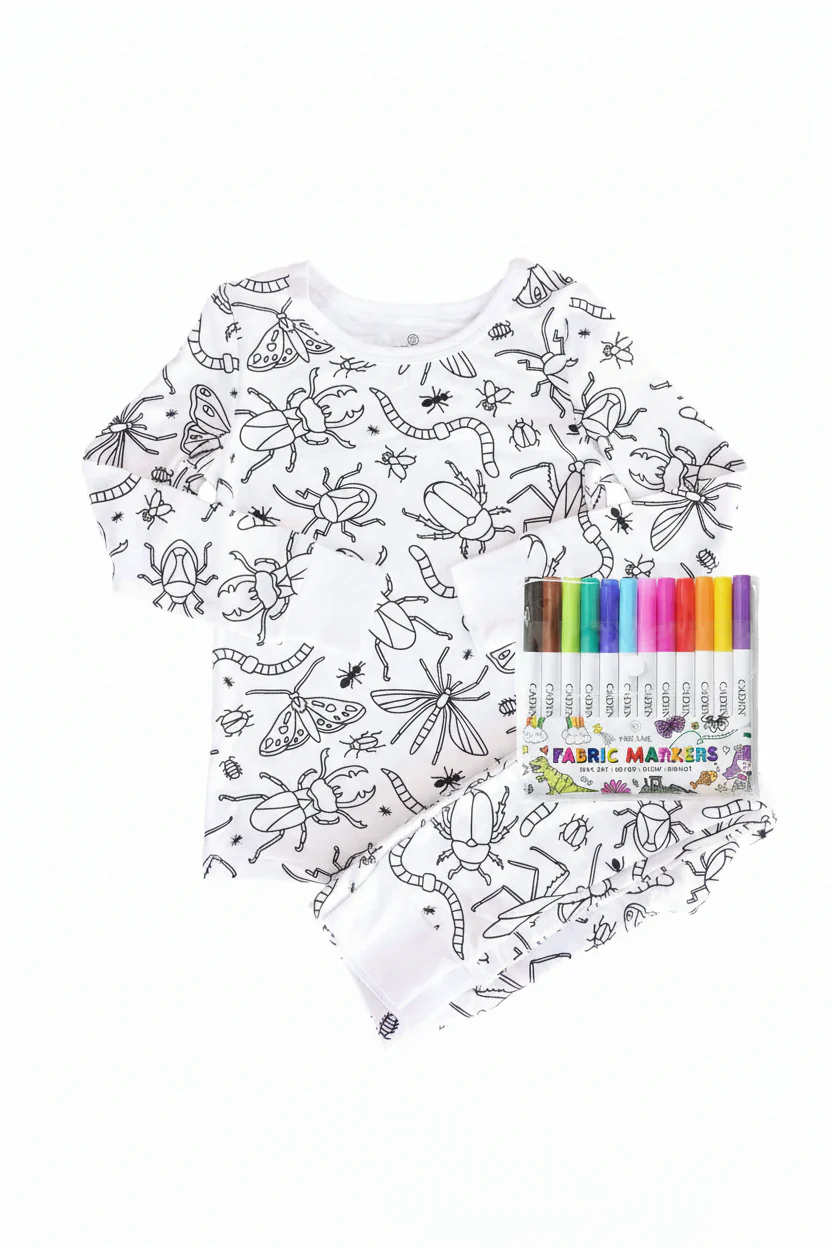 Colorable Two Piece Pajama Set | Doodle Bugs - Image 2