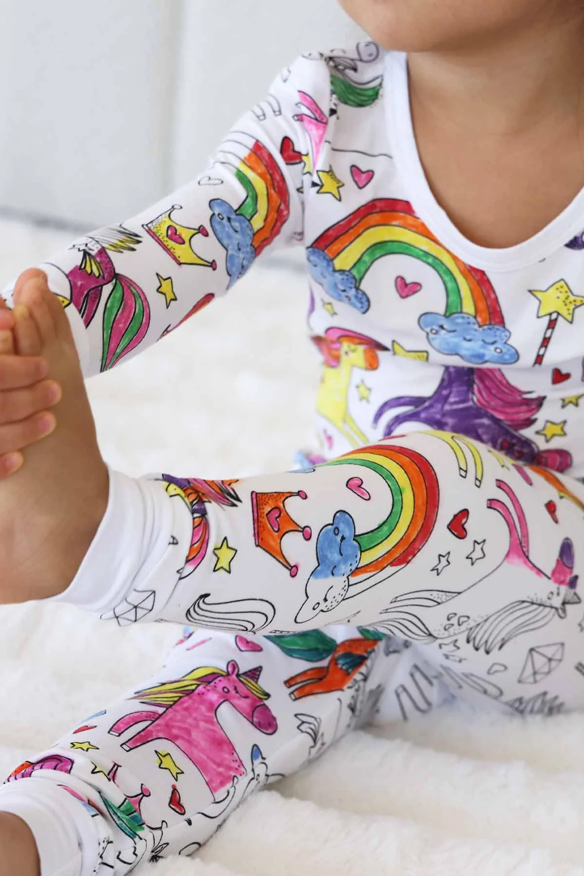 Colorable Two Piece Pajama Set | Enchanted Unicorns - Image 8