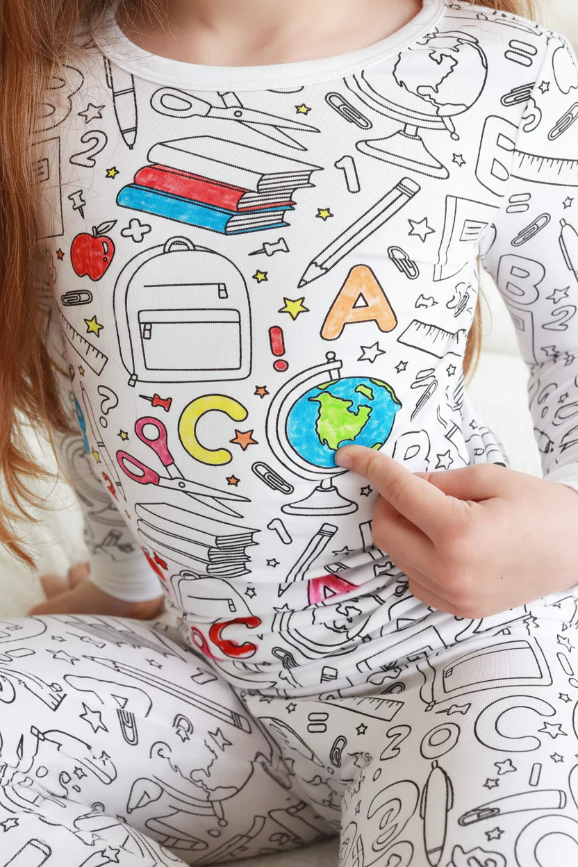 Colorable Two Piece Pajama Set | School Days