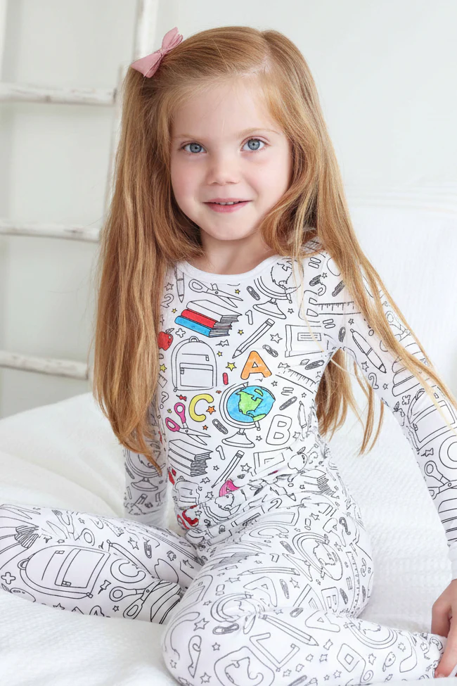 Colorable Two Piece Pajama Set | School Days - Image 3