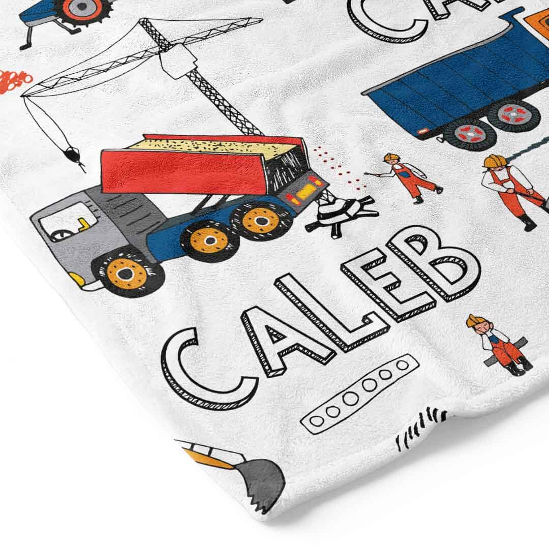 Construction Trucks Personalized Toddler Blanket - Image 5