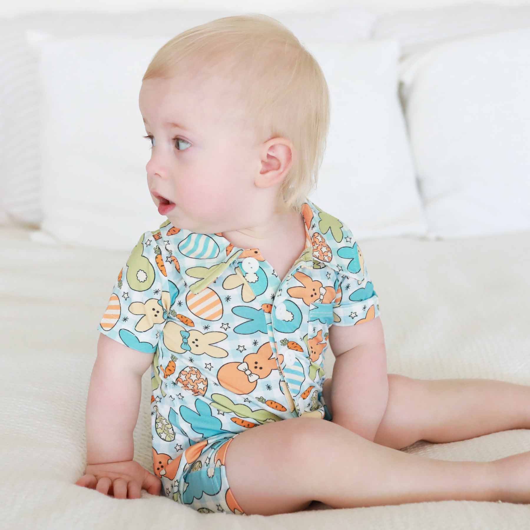 Cottontail Cuties Button Romper | Blue - Image 10