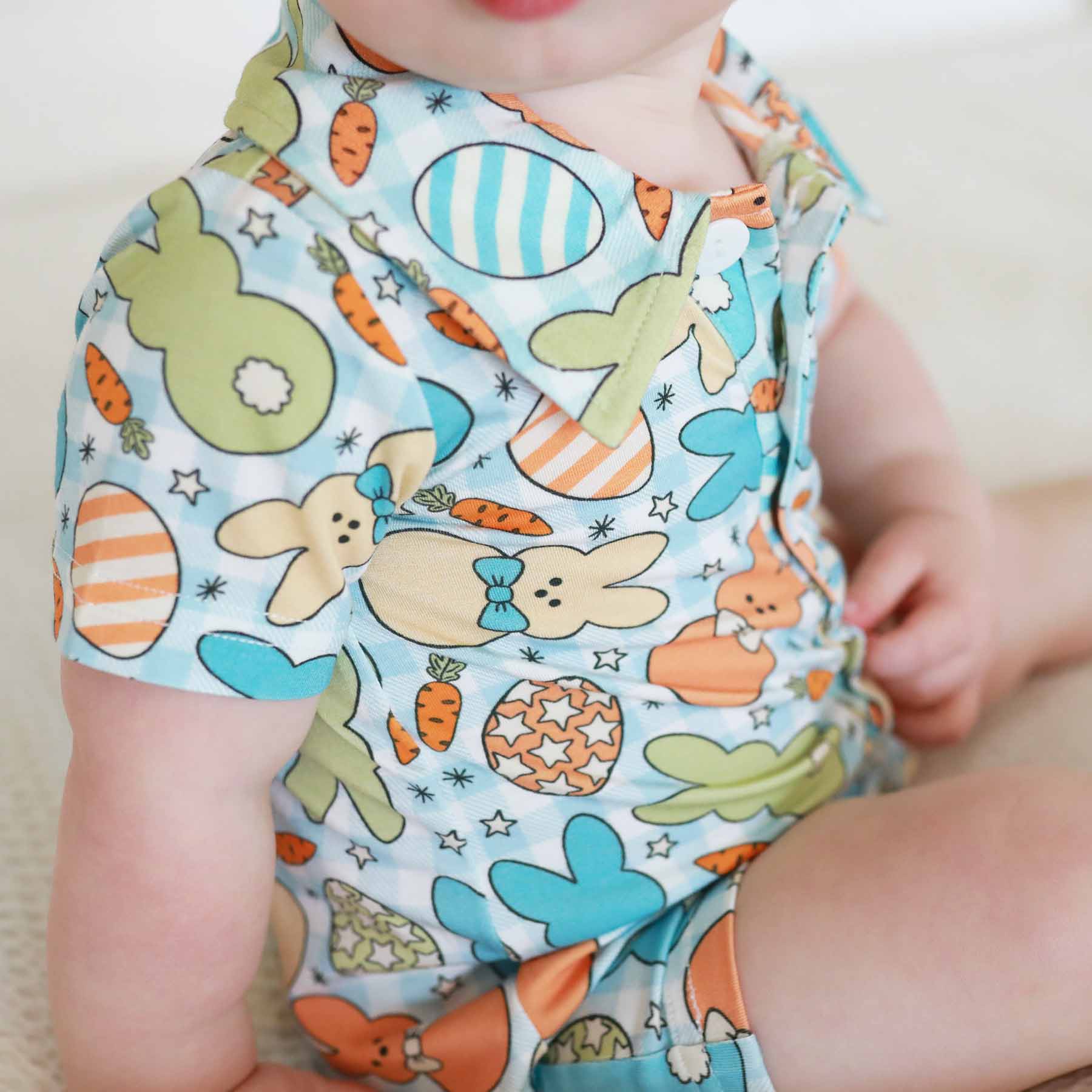 Cottontail Cuties Button Romper | Blue - Image 3