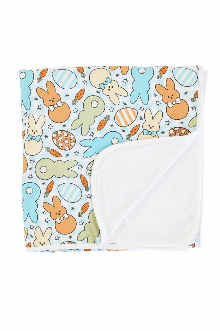 Cottontail Cuties Double Sided Bamboo Blanket | Blue