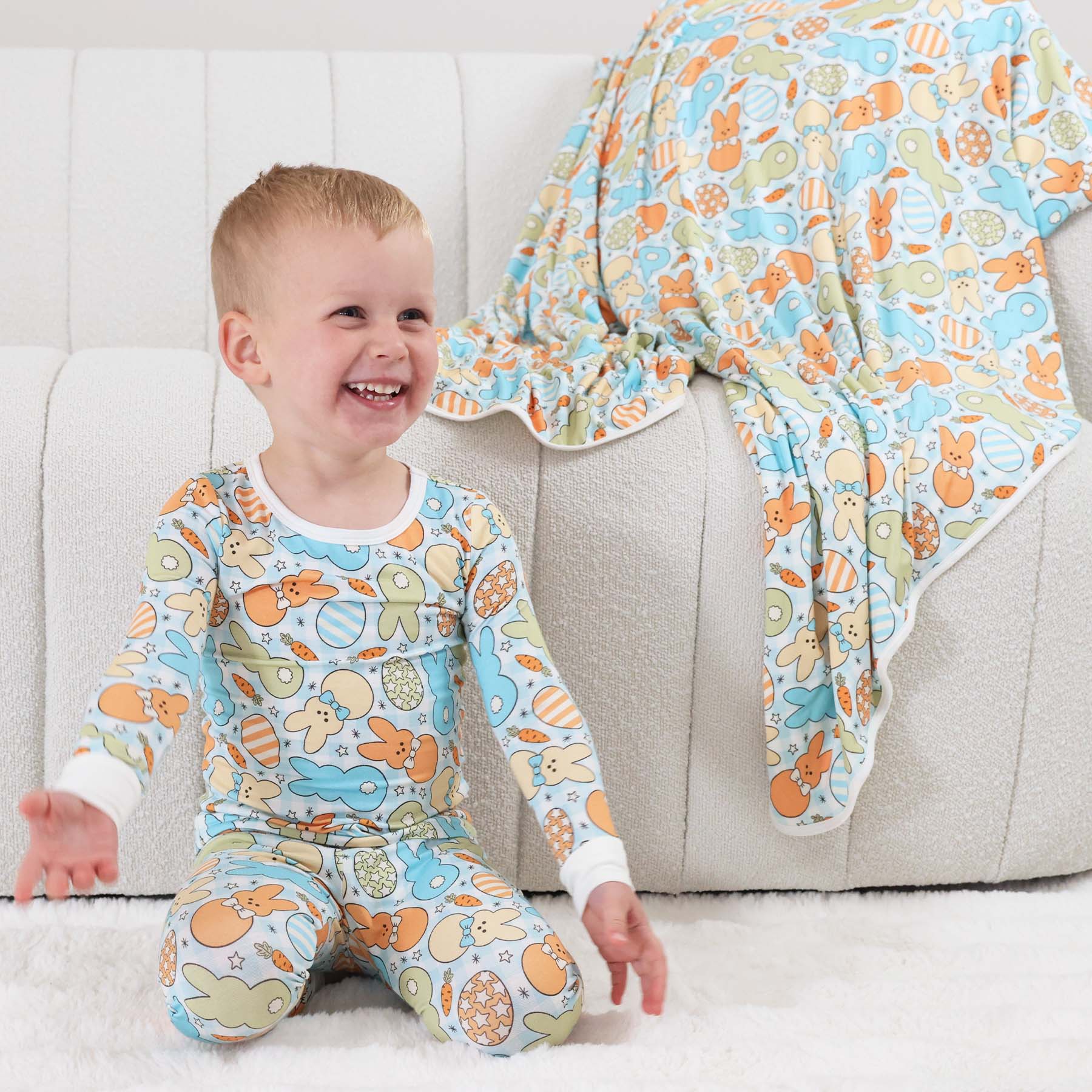Cottontail Cuties Double Sided Bamboo Blanket | Blue - Image 4