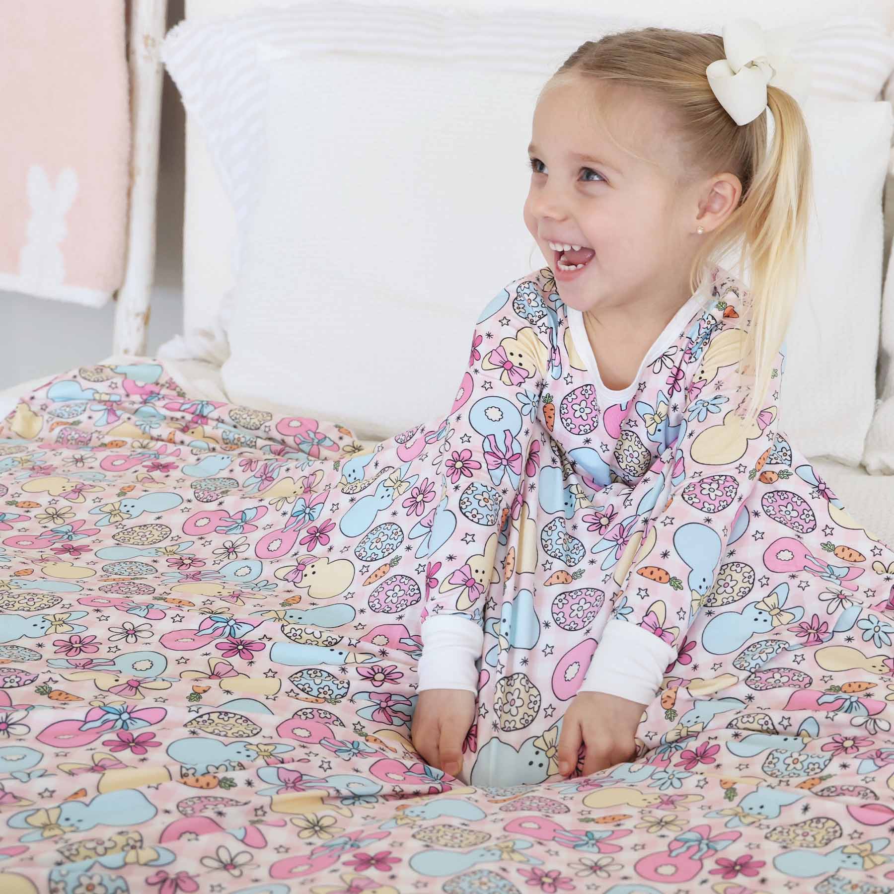 Cottontail Cuties Double Sided Bamboo Blanket | Pink - Image 2