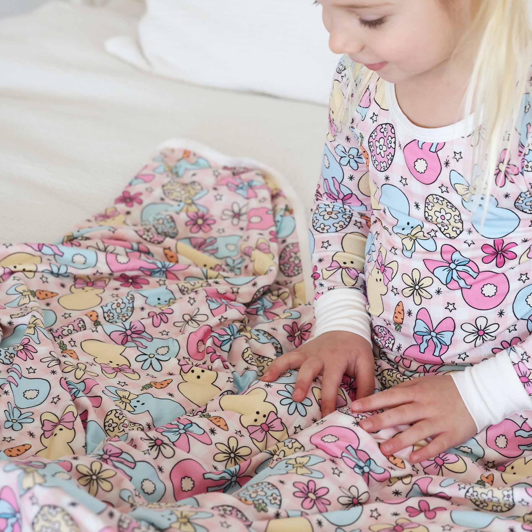 Cottontail Cuties Double Sided Bamboo Blanket | Pink - Image 3