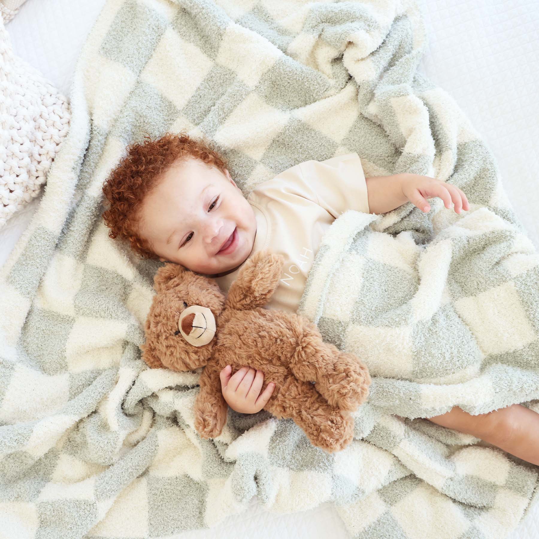 CuddleLane™ Luxe Blankets | Sage Check - Image 3