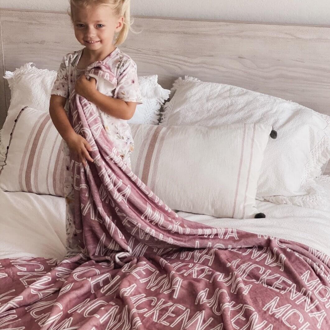 Custom Solid Color & Font Personalized Toddler Blanket - Image 12